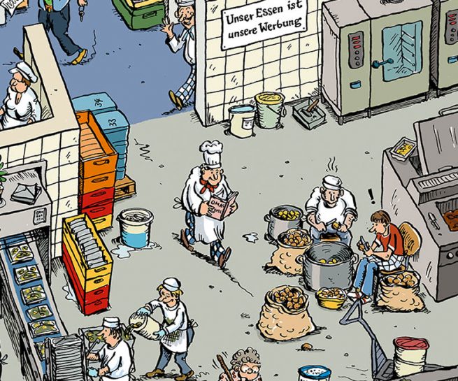 Wimmelbild Großküche Detail