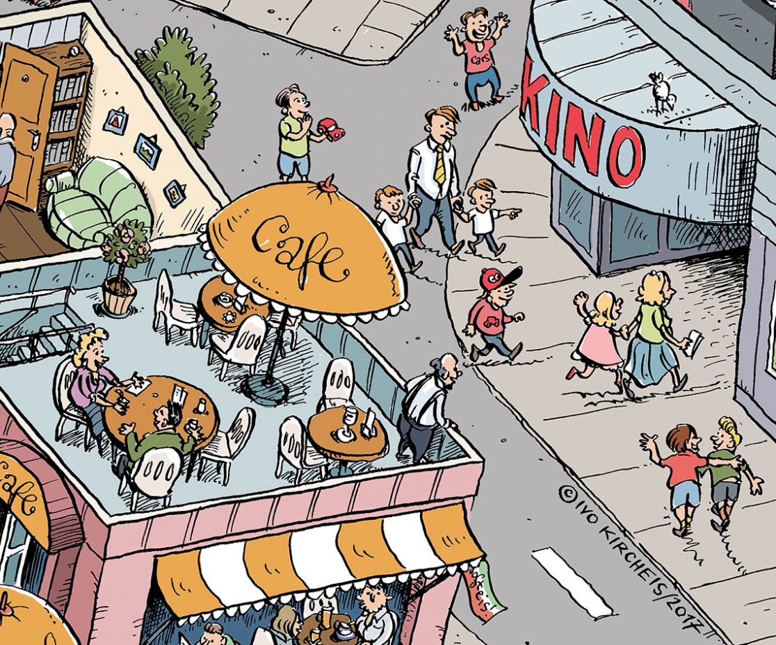 Wimmelbild Allianz Versicherung Ausschnitt