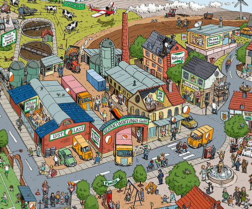 Wimmelbild Verantwortung der Familienunternehmer