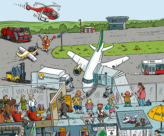 Wimmelbild Flughafen Dresden