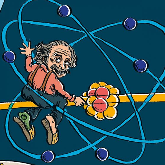Wimmelbild zur Geschichte der Welle-Teilchen-Physik