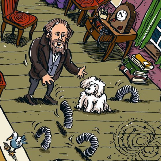 Wimmelbild zur Geschichte der Welle-Teilchen-Physik