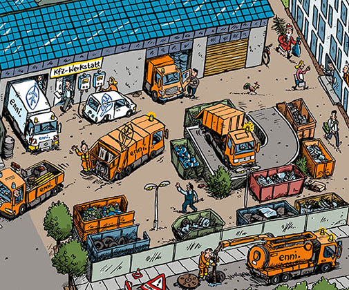 Wimmelbild Stadtwerke